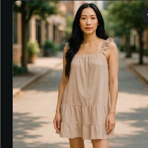 Sweet Wanderer Beige Mini Dress